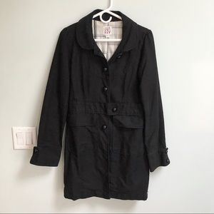Roxy Black Long Fall Coat Large